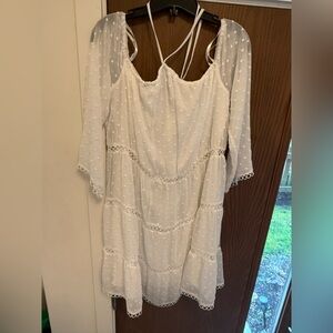 Gianni Bini White Polka Dot Long Sleeve Dress